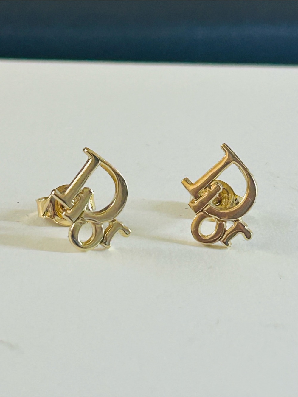 18K Gold Initial Stud Earrings – D Design